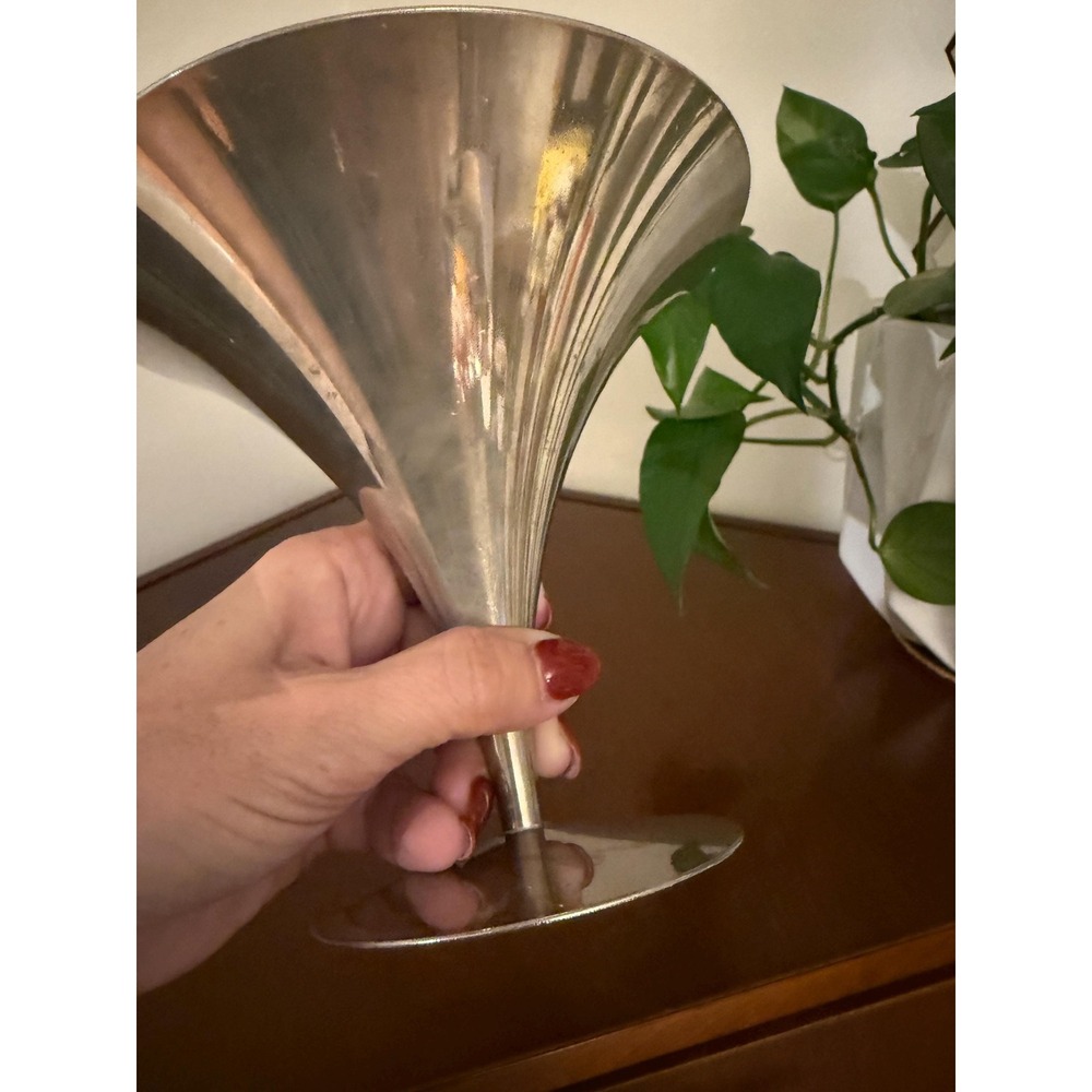 Arthur Salm Compote Bowl | MCM Nickel Plated Dish | Vintage Pedestal Candy Dish